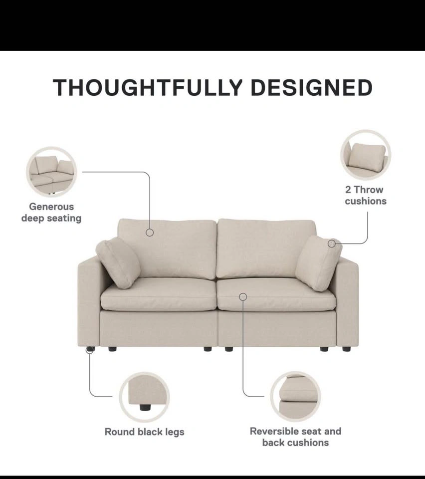 Mainstays Chatham 74" Sofa, Cream Linen - photo 4