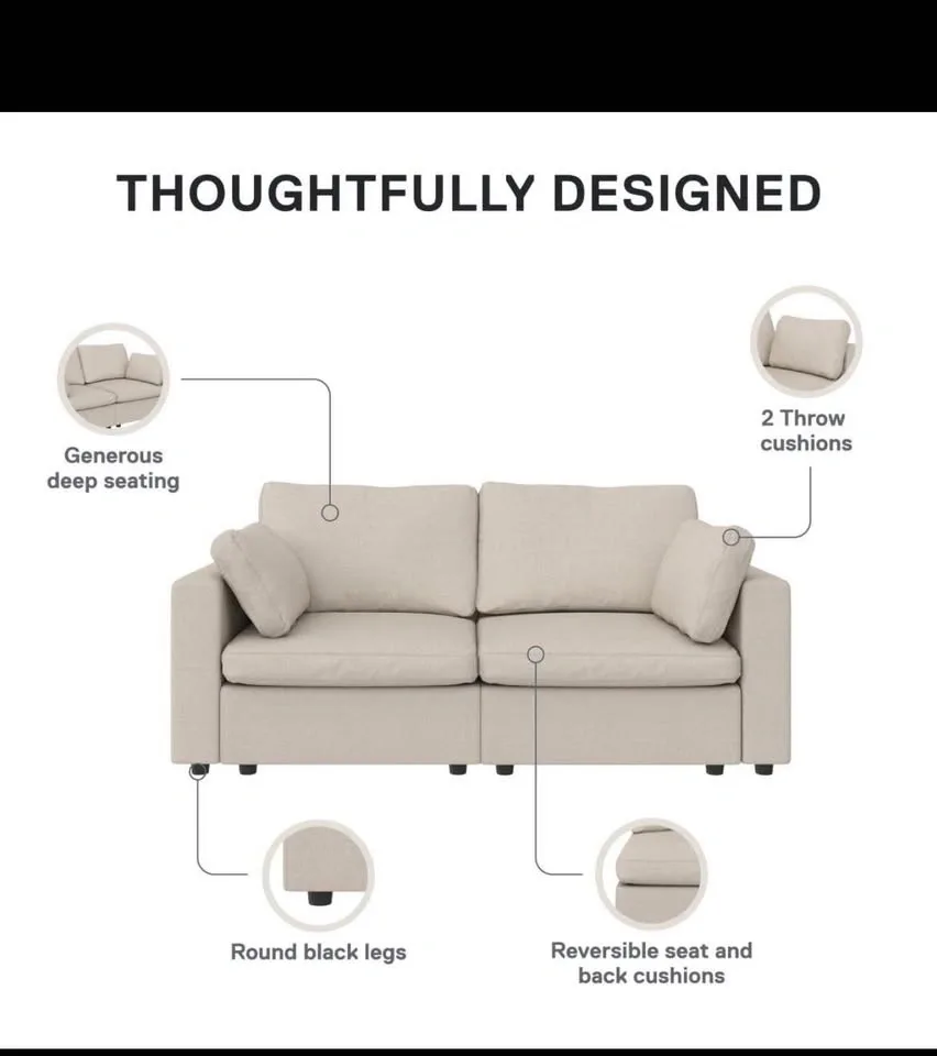Mainstays Chatham 74" Sofa, Cream Linen - photo 4