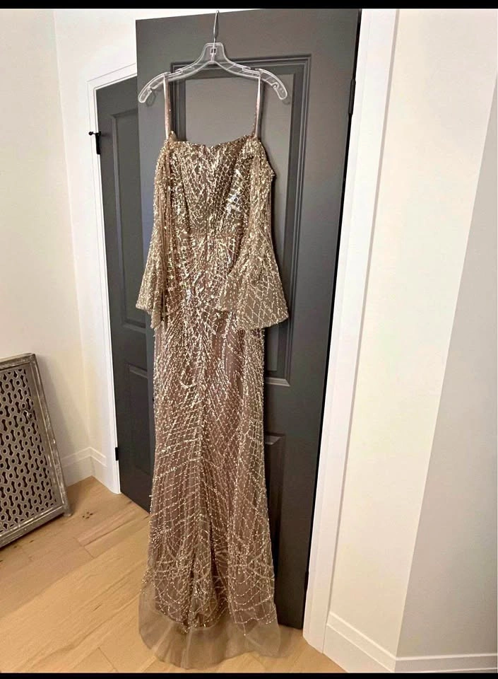 Elegant Designer Evening Gown & Crystal Clutch Set