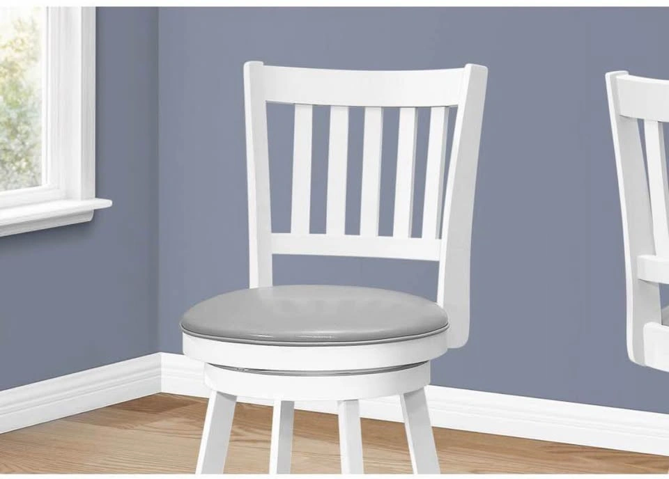 Set of 2 Swivel Counter Height Bar Stools - White & Grey - photo 2