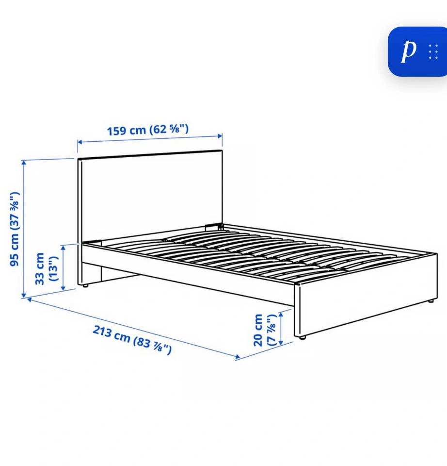 Gray Bed Frame, Mattress, and 2 drawers - photo 2