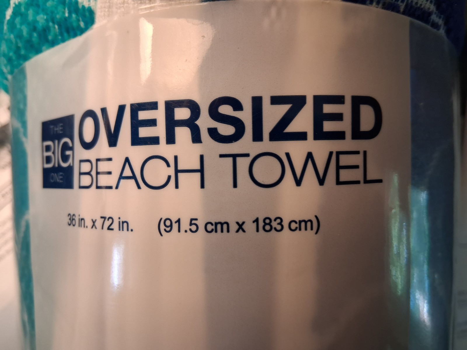The Big One Oversized Beach Towel 36x72 Cotton Soft Blue Geometr - photo 3