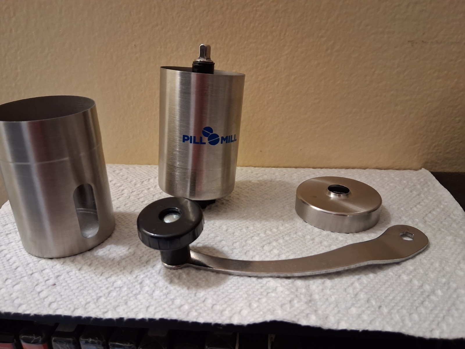 Pill Mill Manual Hand Crank Pill Crusher, Stainless Steel - photo 2