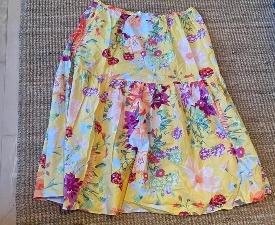 H&M Floral Tiered Midi Skirt Size XXL