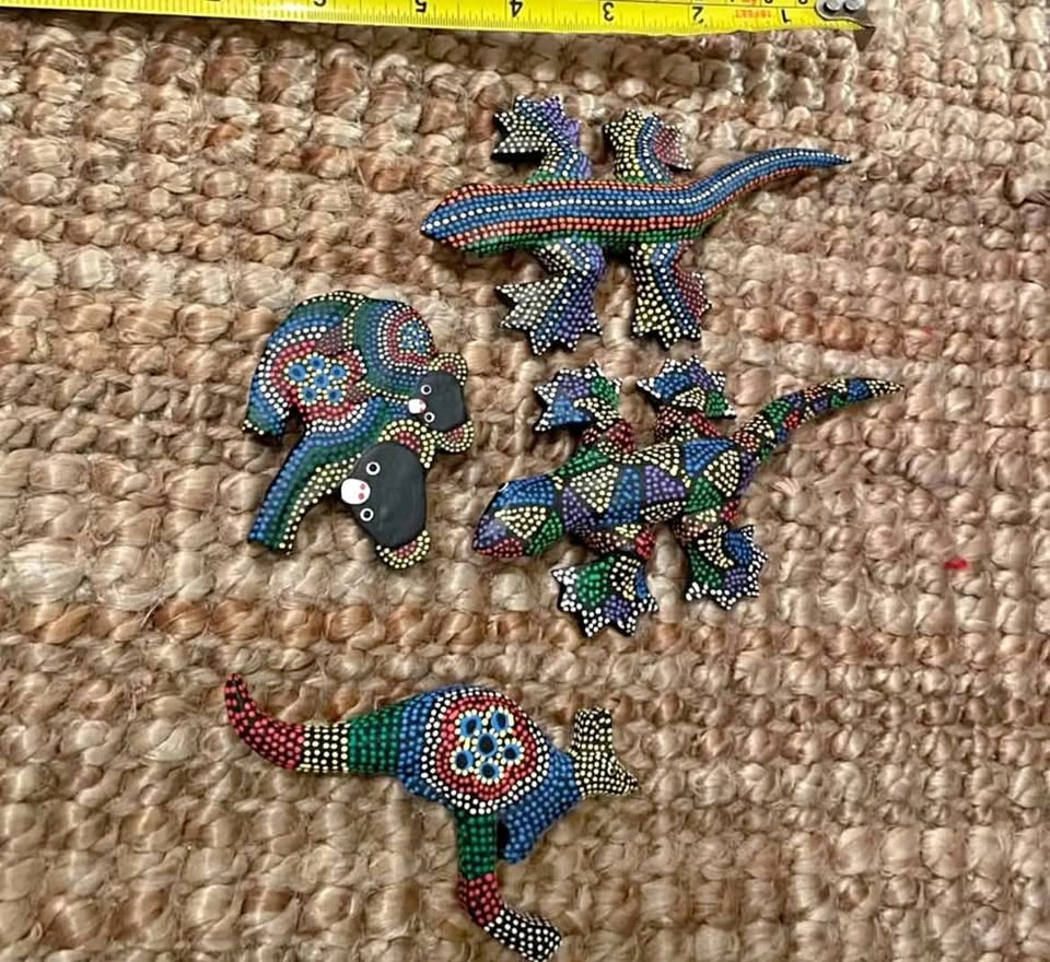 Hand-Painted Australian Dot Art Animal Magnets - Set of 4