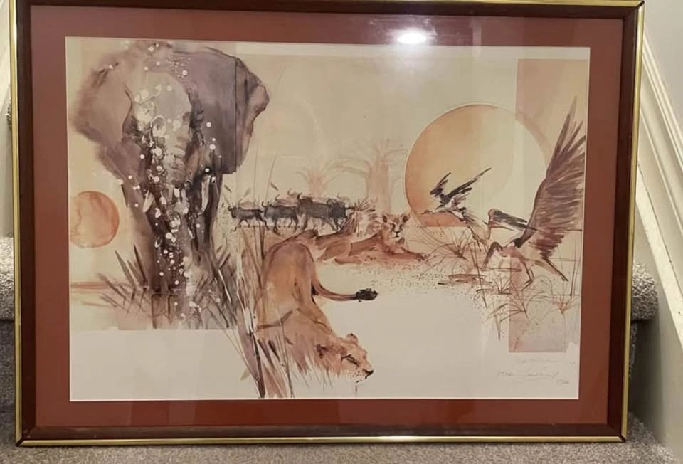 29x22“ Pair of Signed Limited Vic Guhrs African Wildlife Prints - photo 4
