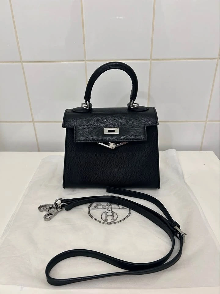 Hermes Black Mini Kelly Silver Hardware