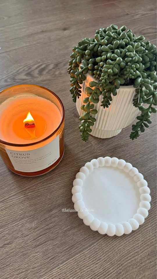 Handmade White Bubble Jewelry Dish – Round Decorative Coaster