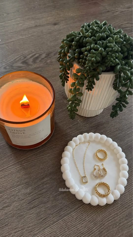 Handmade White Bubble Jewelry Dish – Round Decorative Coaster - photo 2