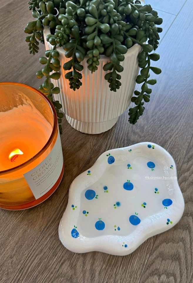 Trinket Tray | Handmade Blueberry Wavy Trinket Tray