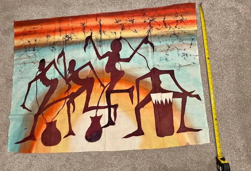 Original beautiful African Batik Fabric Wall Hanging 28x40”