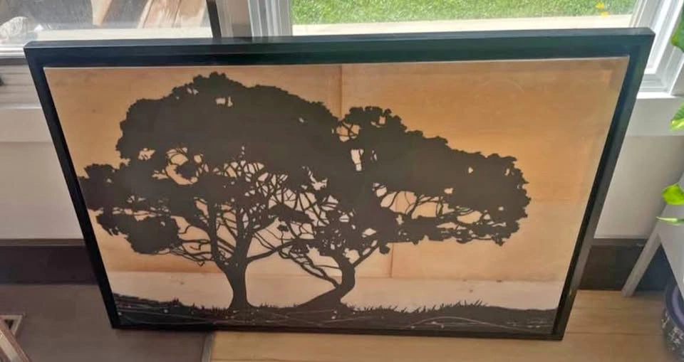 Beautiful 26x35” Framed Tree Silhouette Wall Art