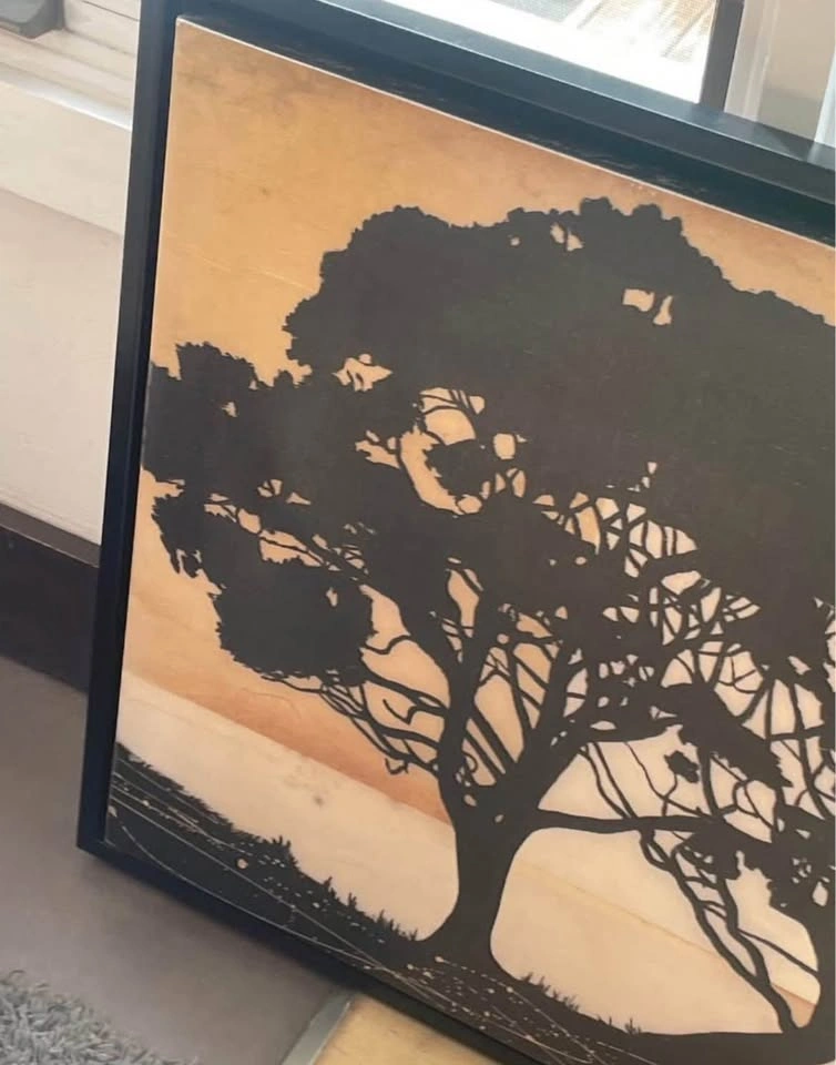 Beautiful 26x35” Framed Tree Silhouette Wall Art - photo 3