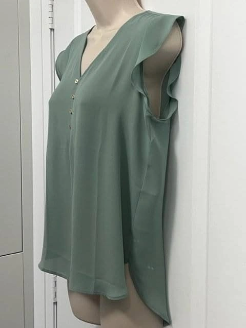 LOFT Ruffle Sleeve Sage Green Blouse ~ Small Petite NWT⚽️ - photo 3