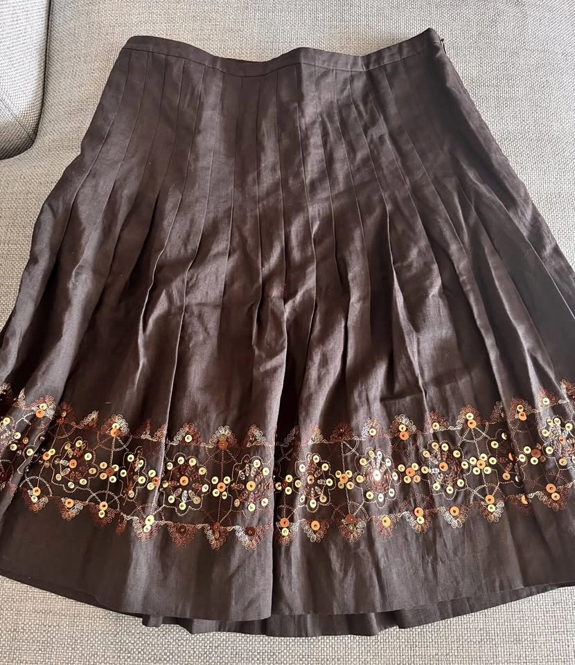 Ann Taylor LOFT Pleated Linen Sequin Skirt ~ Size 4 NWT⚽️