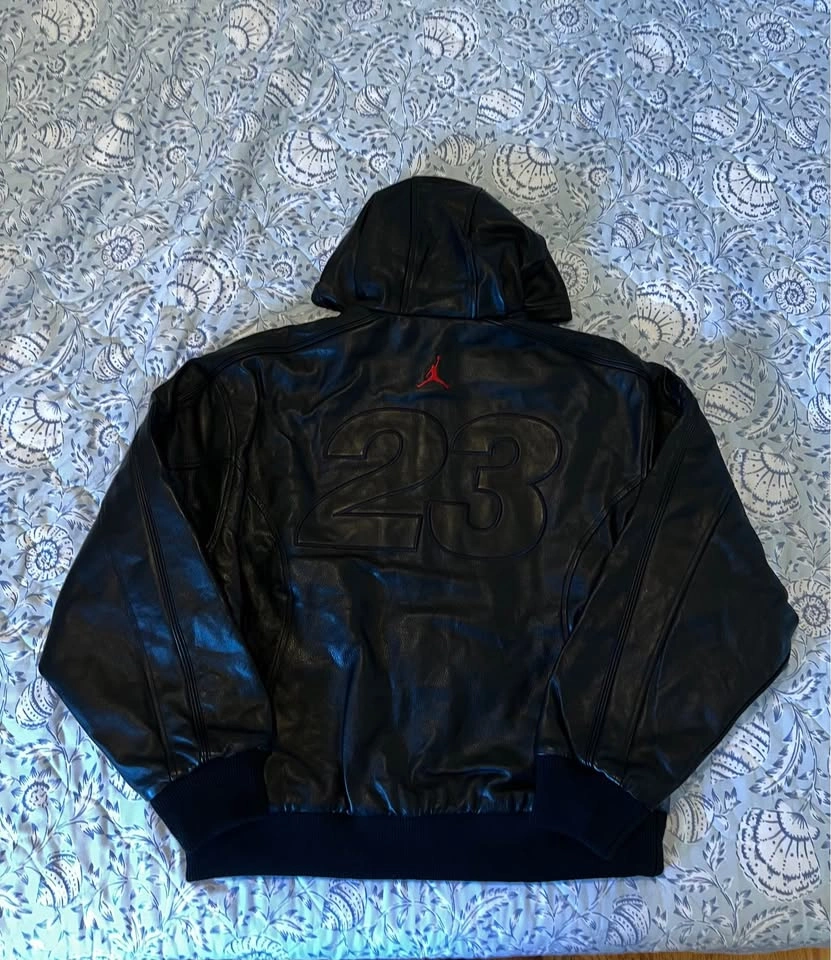 Supreme x Jordan Hooded Leather Jacket ‘Black’ - photo 3