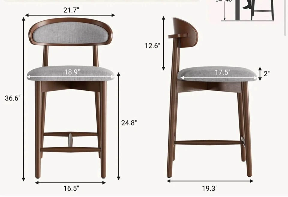 Mid Century Modern Solid Wood Counter Stools—Brand New - photo 3