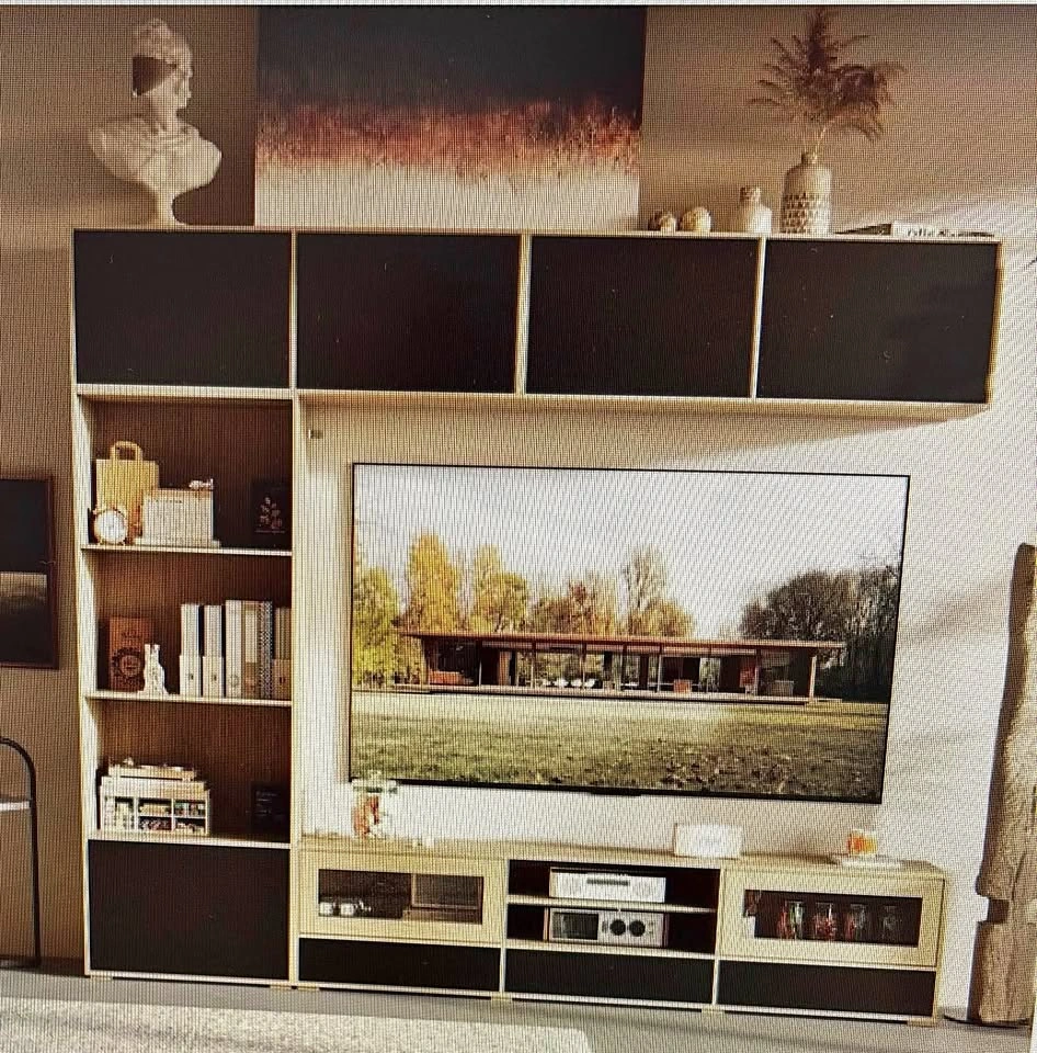 Modern C-Shaped Upto 65" TV Stand with Storage ⚽