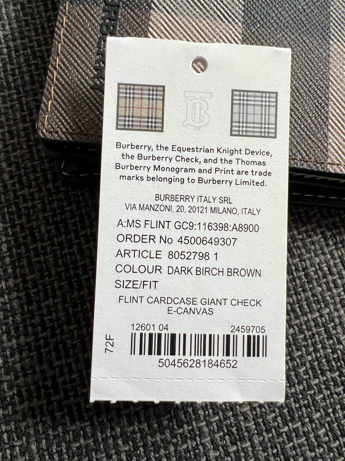 Burberry Check Card And Key Holder In Black, White & Beige - photo 3