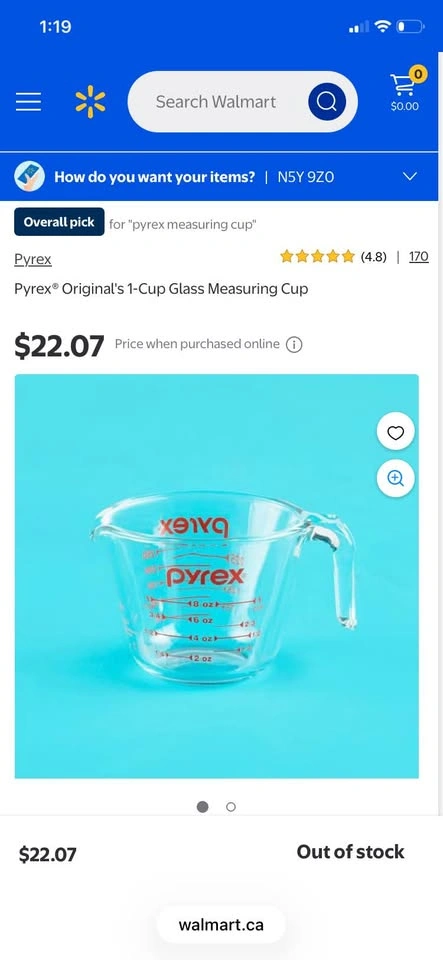 Vintage PYREX glass 1 cup measuring cup - photo 4