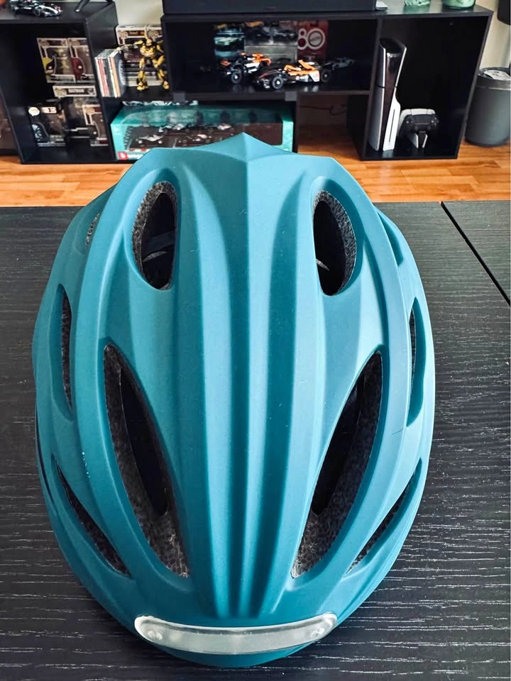 Matte Teal Bike Helmet with LED Lights | Size Medium