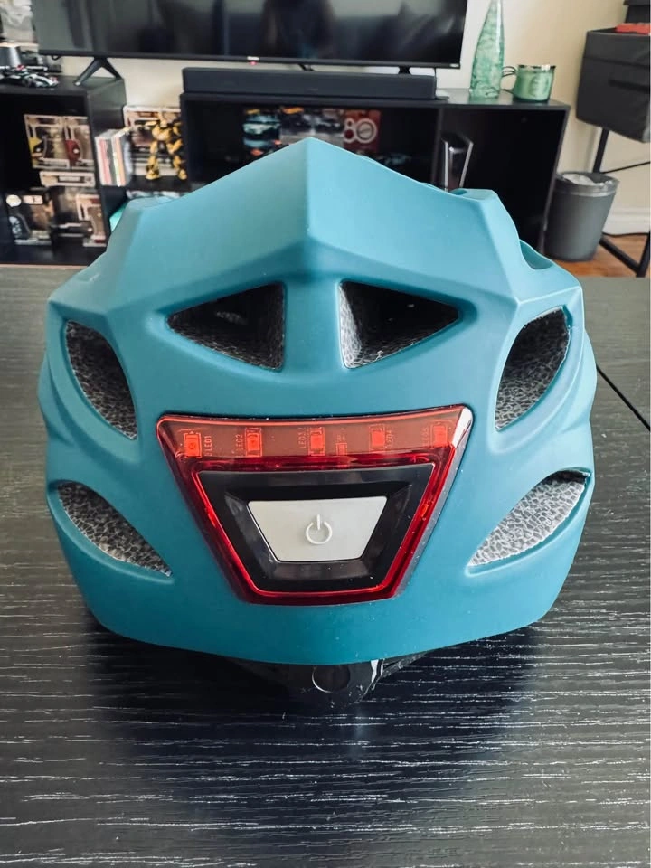 Matte Teal Bike Helmet with LED Lights | Size Medium - photo 3