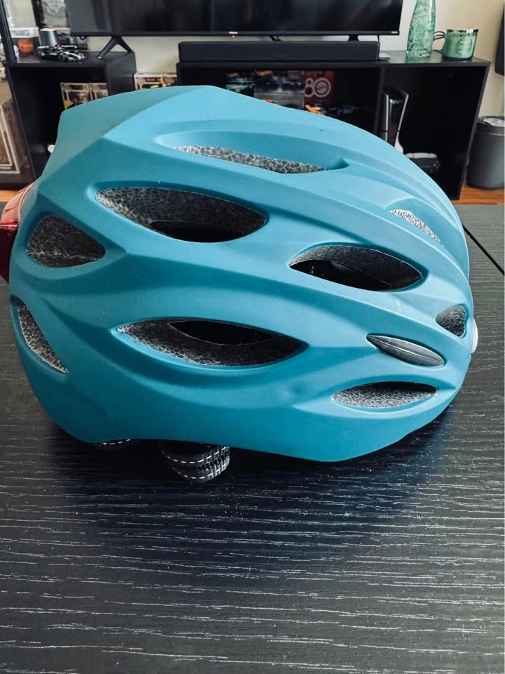 Matte Teal Bike Helmet with LED Lights | Size Medium - photo 4