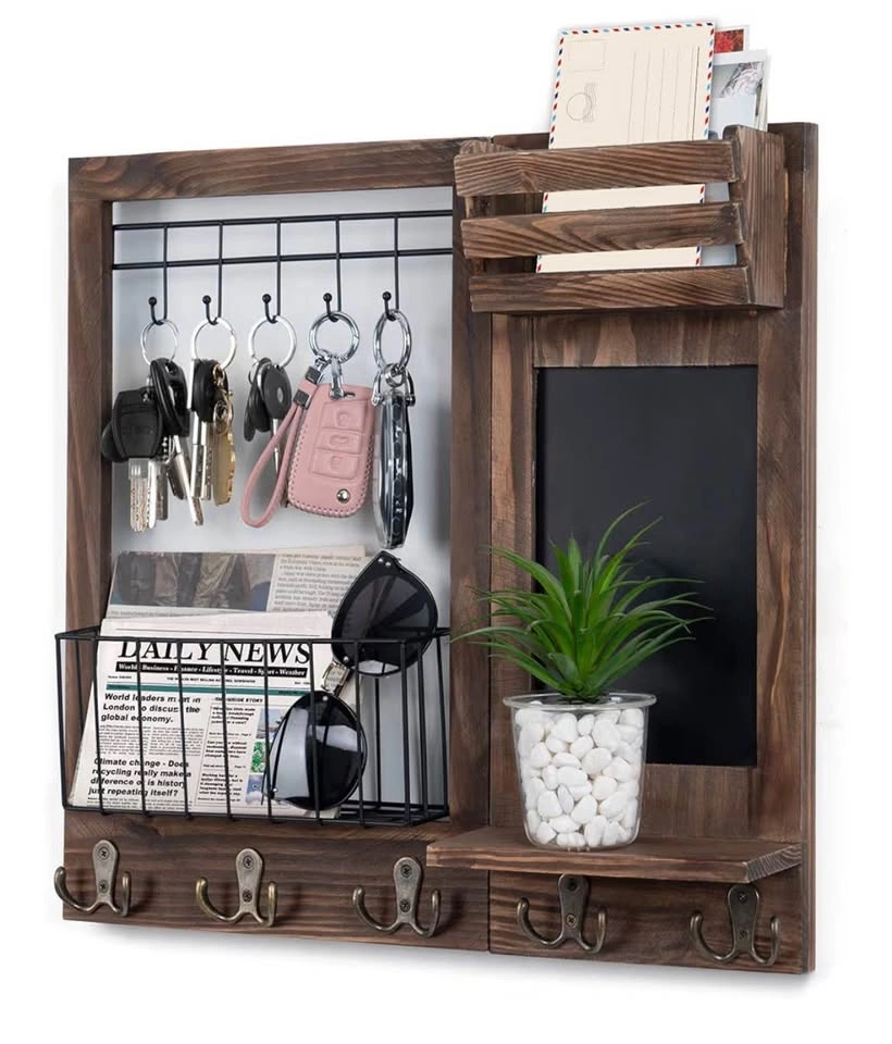 Key Holder for Wall, Mail Organizer Wall Mount with 5 Hooks