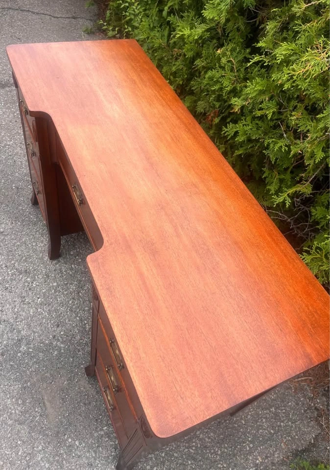 Vintage Solid Wood 7-Drawer Writing Desk | Mahogany Finish - photo 5