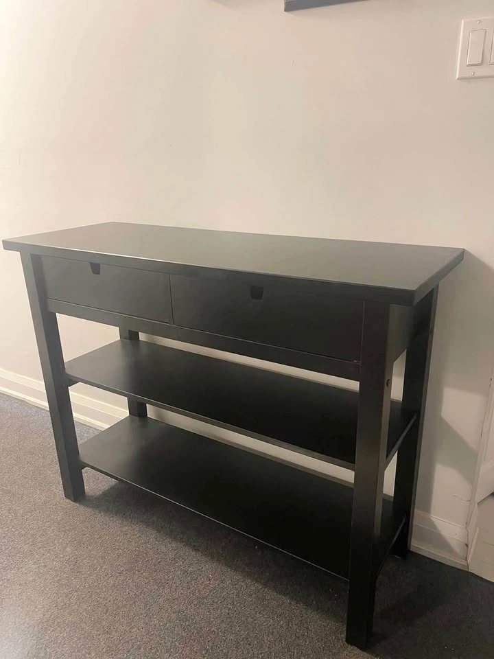 Modern Black Console Table with 2 Drawers & Storage Shelves - photo 2
