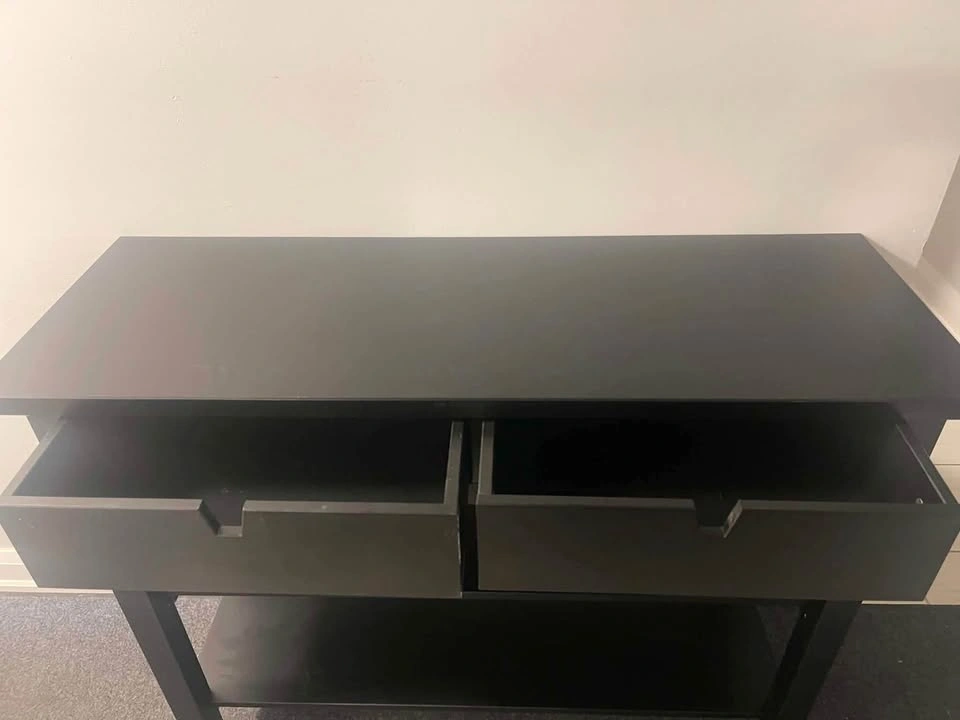 Modern Black Console Table with 2 Drawers & Storage Shelves - photo 4