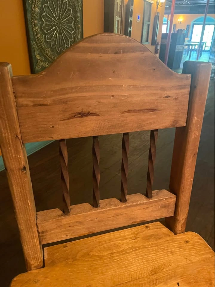 MISSION STYLE BAR/HIGH TOP CHAIRS. 49"H x 19"W x 19.5"D. - photo 3