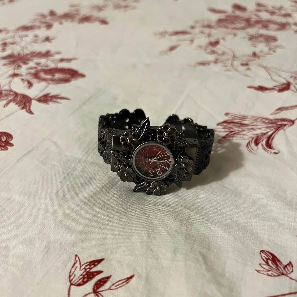 Gunmetal Floral Watch