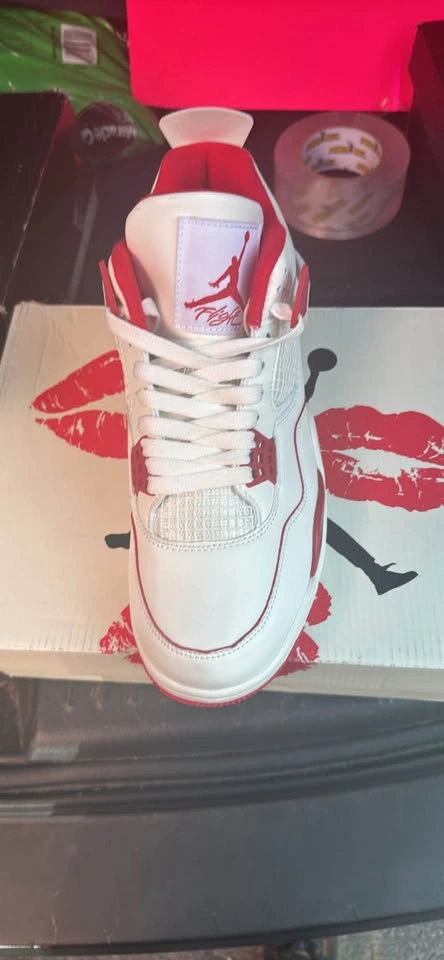 Nike Air Jordan 4 White Red Sneakers - photo 2