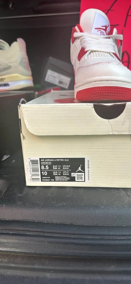 Nike Air Jordan 4 White Red Sneakers - photo 5