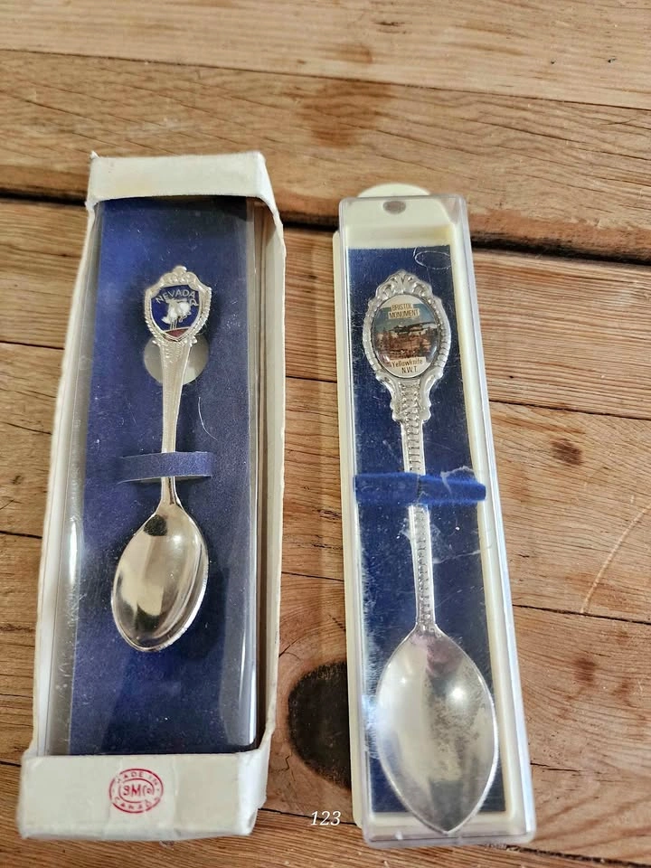 Vintage Boxed Souvenir Spoons Set – Nevada Enamel & Yellowknife
