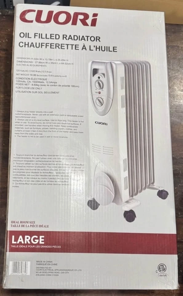 Cuori 1500W Electric Oil-Filled Radiant Heater - photo 2