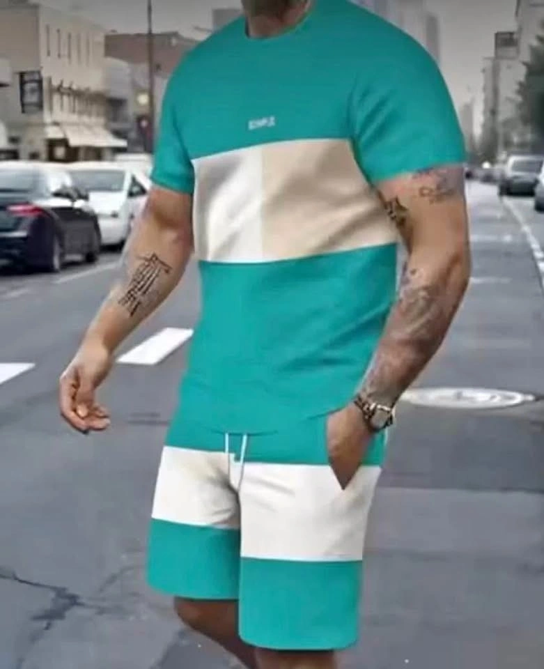 Men's 2pcs Turquoise Swimwear Set