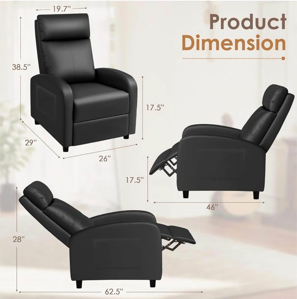 Black leather recliner chair - photo 3
