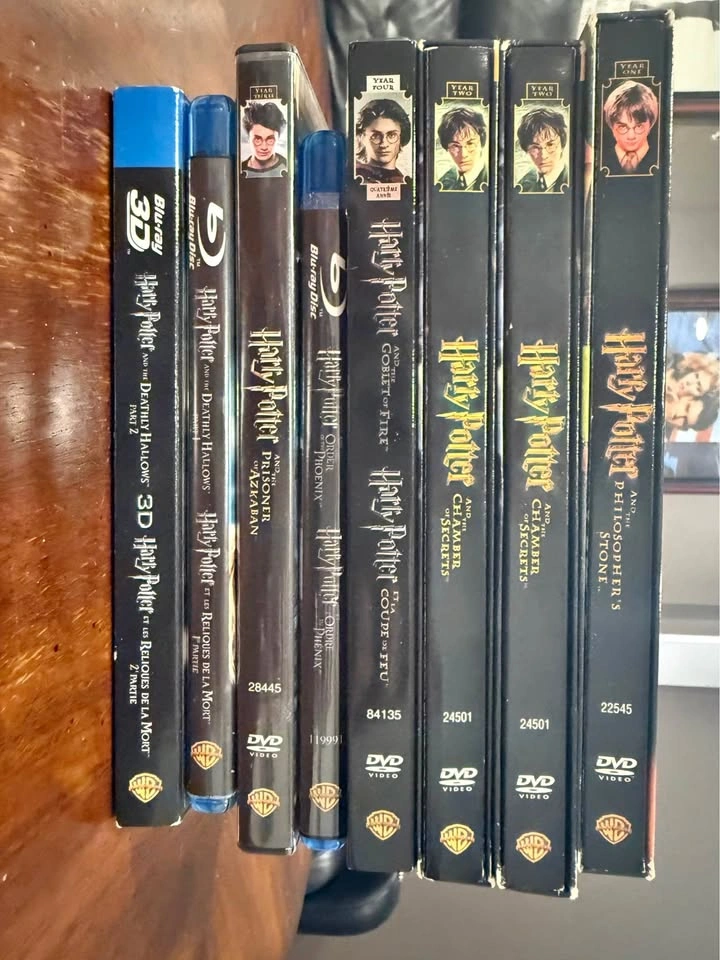 Harry Potter movies- mix of DVD and Blu-Ray