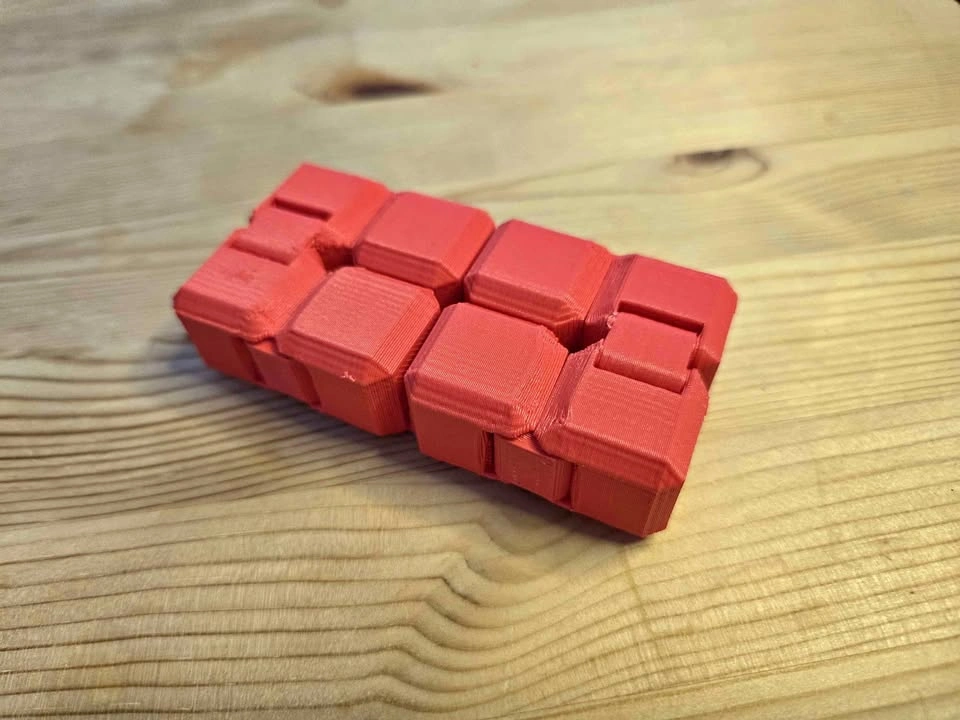 3D Printed Infinity Fidget Cube – Red – Stress Relief Toy