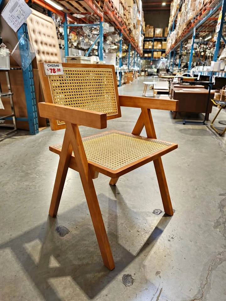 Mid-Century Modern Woven Cane Accent Chair