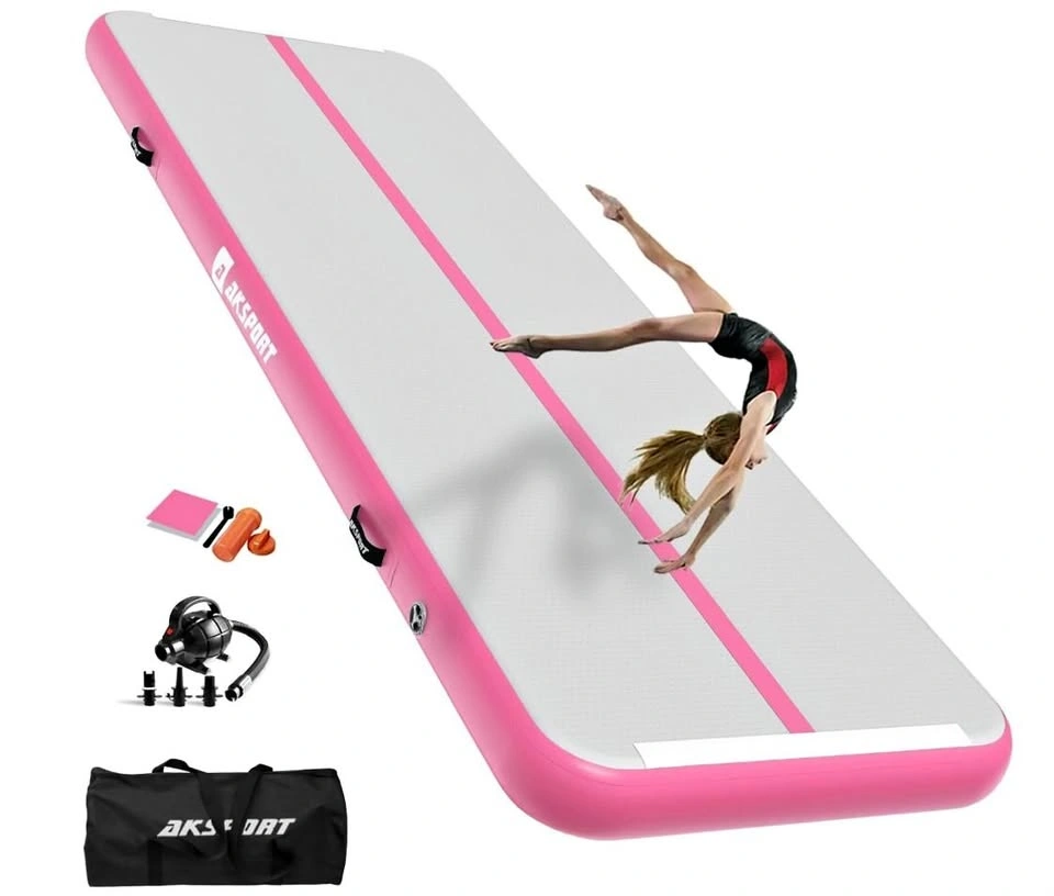 AKSPORT 10ft Inflatable Gymnastics Air Track Mat + Electric Pump