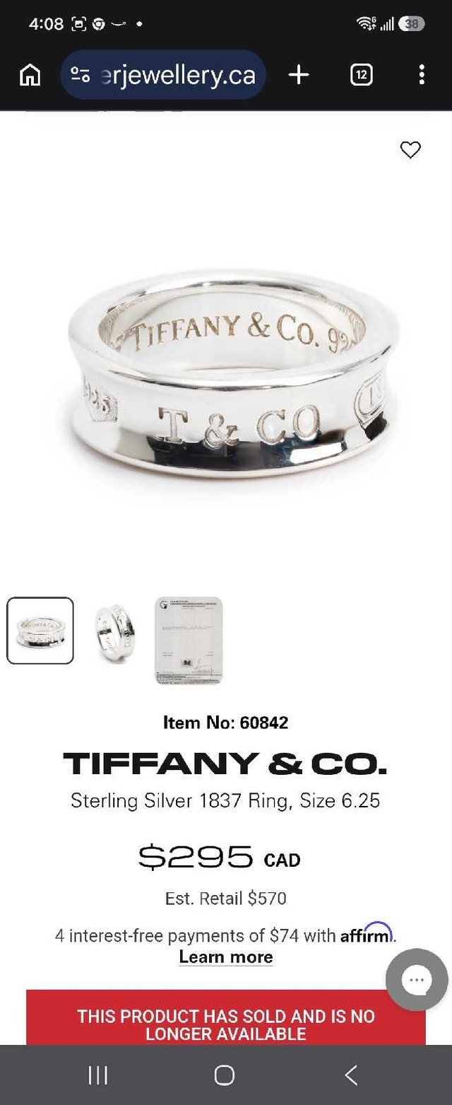 Tiffany & Co. 1837 Ring