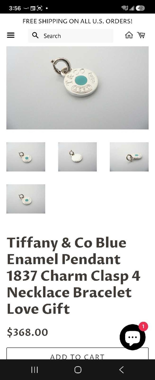 Tiffany & Co 1837 Blue Enamel Charm