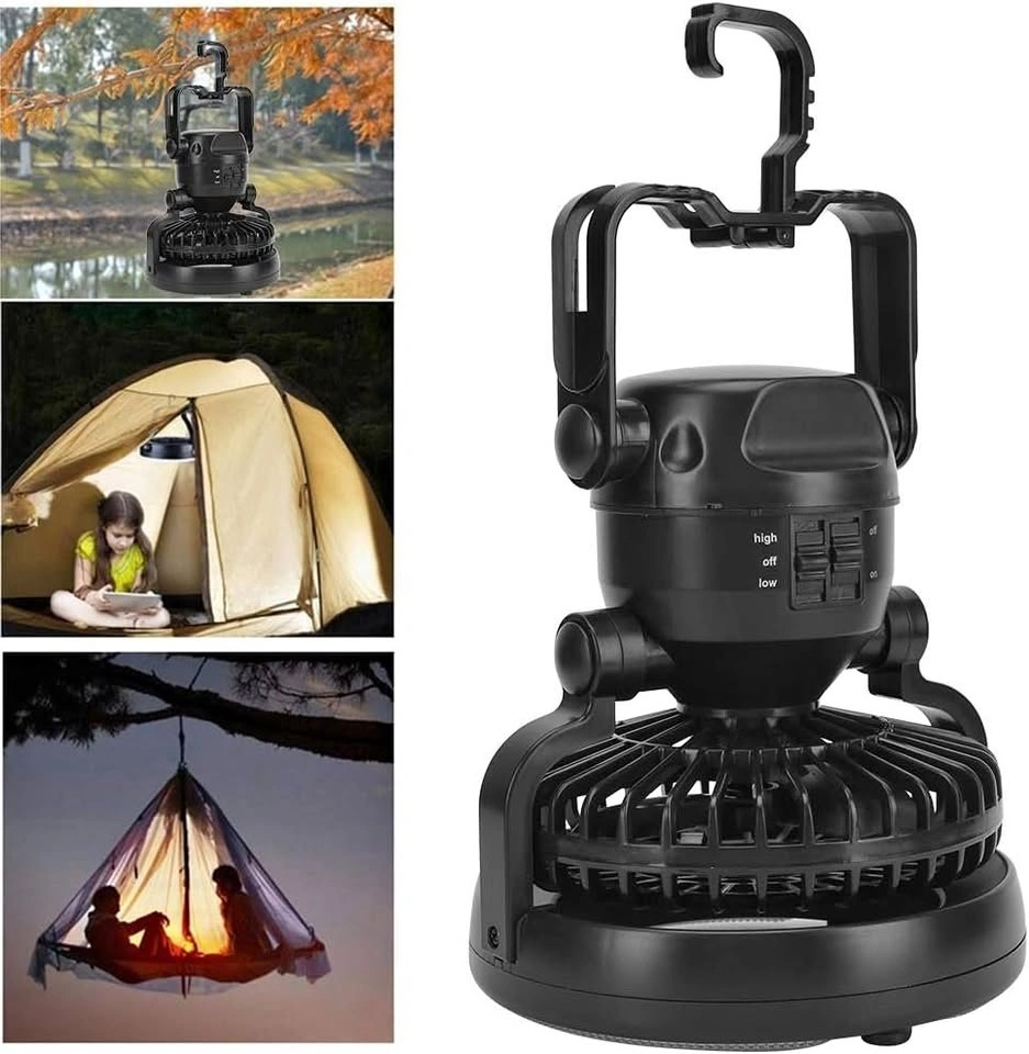 New Portable Camping Fan with LED Lantern, 2 in 1 USB Fan