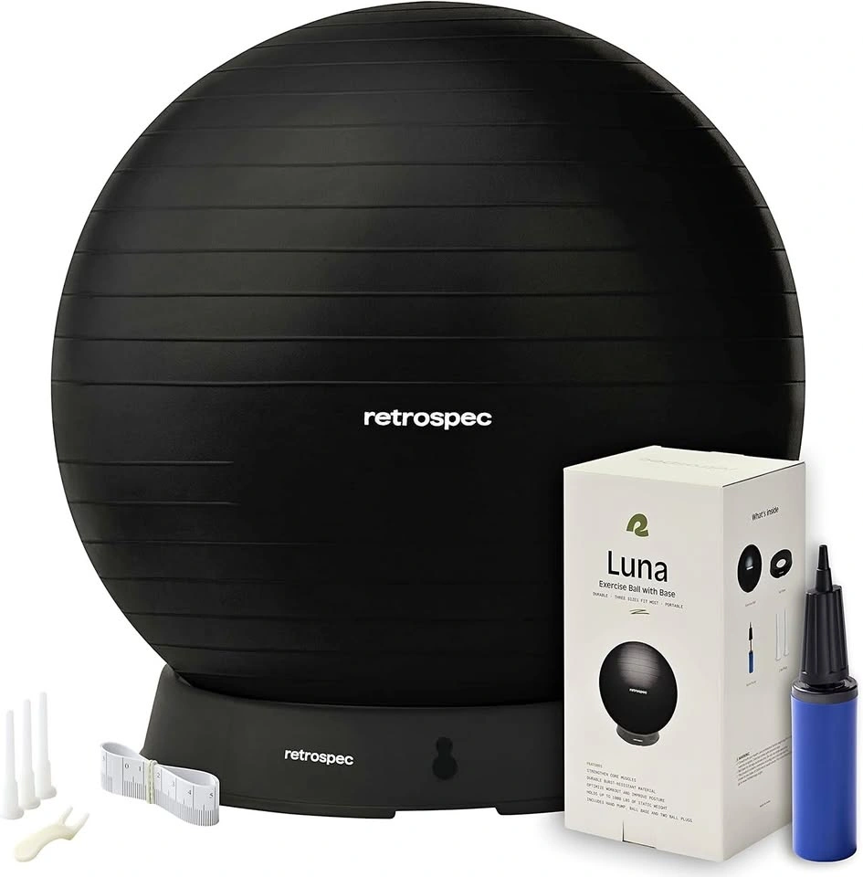 New Retrospec Luna Exercise Ball with base, Black