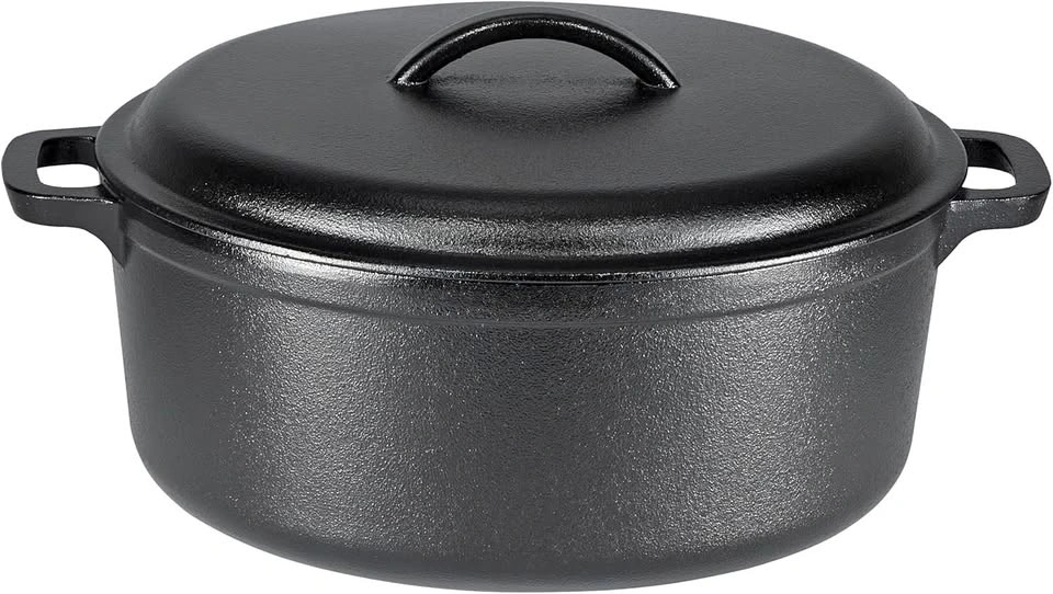 Amazon Basics Pre-Seasoned Cast Iron Dutch Oven, 7-Quart