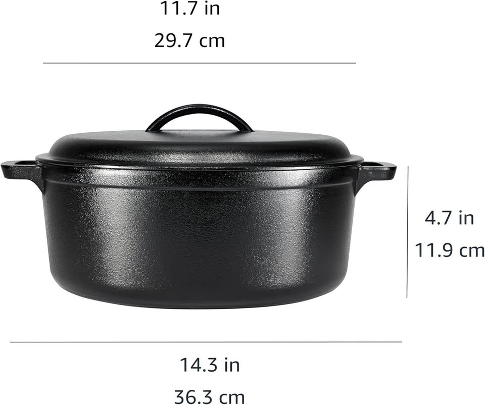 Amazon Basics Pre-Seasoned Cast Iron Dutch Oven, 7-Quart - photo 2