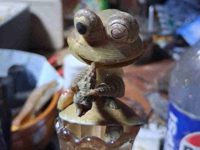Vintage Shell Art Frog Figurine